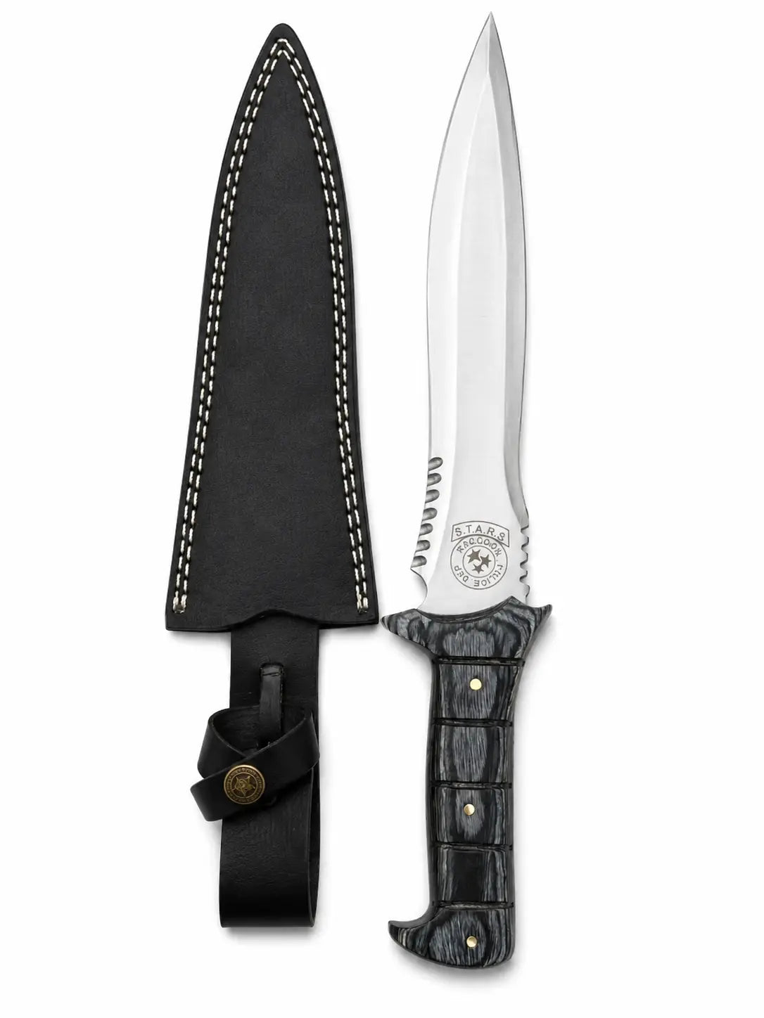 Resident Evil 4 Jack Krauser spring steel knife replica with leather sheath