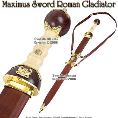 Maximus Gladiator Roman gladius replica with leather-covered scabbard