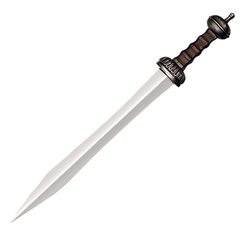 Roman gladius sword replica with black leather-wrapped scabbard