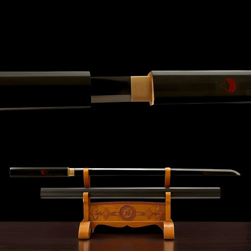 Naruto Sasuke katana replica with black scabbard and display stand