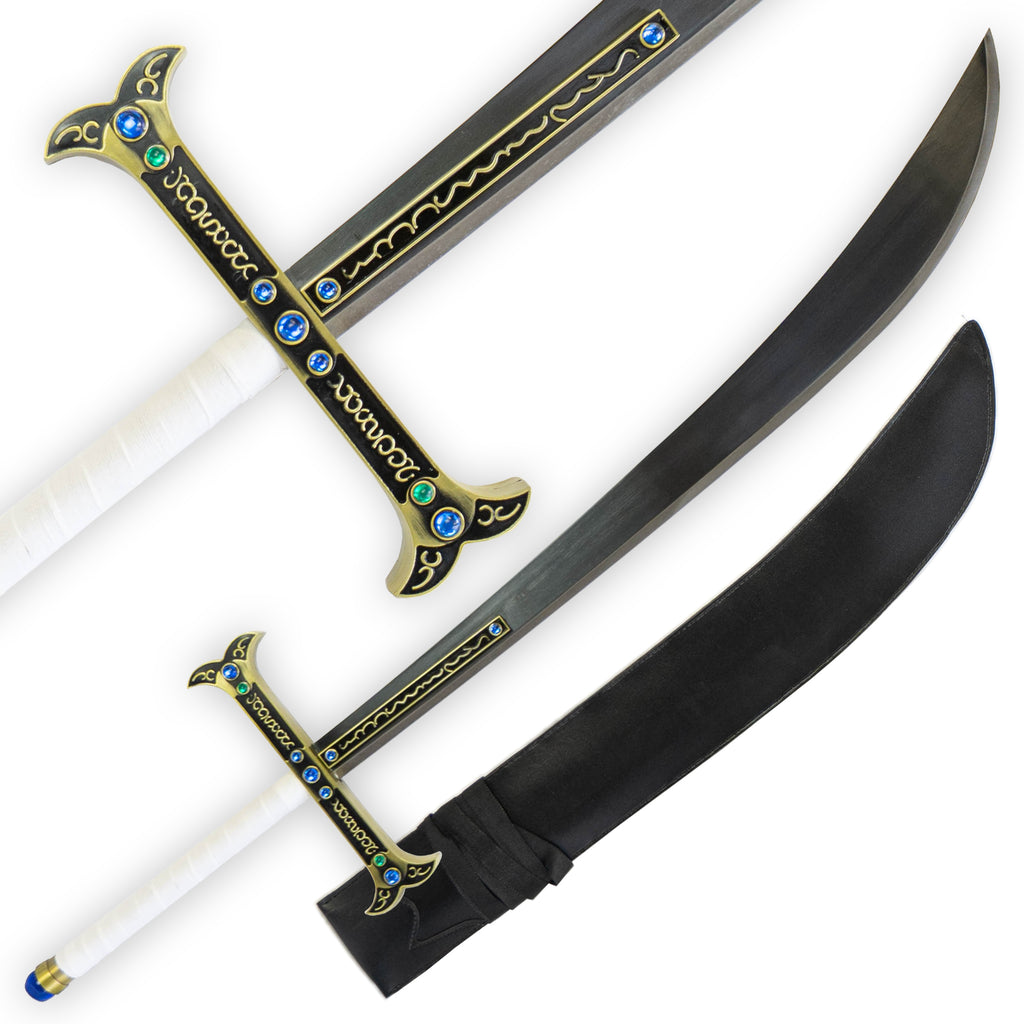 Dracule Mihawk Yoru greatsword replica with carbon steel blade and sheath