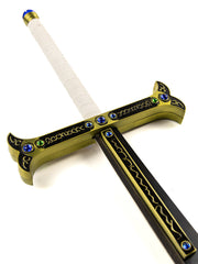 Full-scale One Piece Mihawk Yoru sword replica with black finish and gold guard
