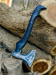 Handmade Raven Axe with Leather Sheath, High Carbon Steel Norse Hatchet, Birthday Gift for Him, Husband, Boyfriend, Groomsmen, ChristmasGift