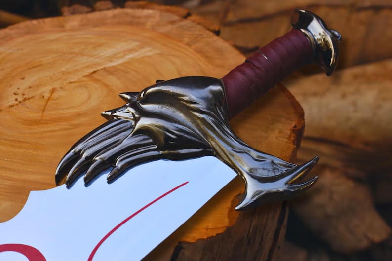 God of War Blades of Chaos Replica, Twin Metal Swords, Gamer Room Display Plaque, Birthday & Anniversary Gift