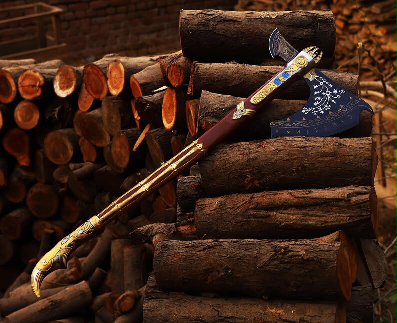 Leviathan Axe God of War Replica Kratos Axe Men Cosplay Wedding Gift for Husband Birthday Gift for Dad Anniversary Gift for Boyfrien
