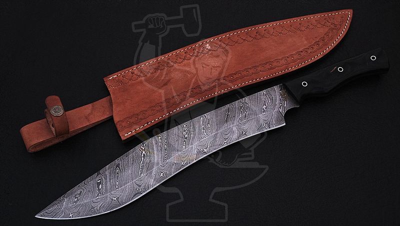 Damascus steel machete kukri style knife replica