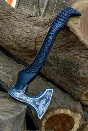Handmade Raven Axe - Norse Hatchet Replica - feature detail