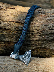 Handmade Raven Axe with Leather Sheath, High Carbon Steel Norse Hatchet, Birthday Gift for Him, Husband, Boyfriend, Groomsmen, ChristmasGift