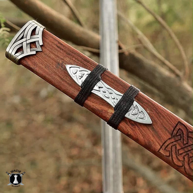 Handmade Damascus Steel  Northman Viking Sword: Norse Replica Sword with Scabbard Celtic Medieval Battle-Ready Sword