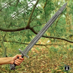 Handmade Damascus Steel  Northman Viking Sword: Norse Replica Sword with Scabbard Celtic Medieval Battle-Ready Sword