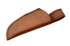 Handmade Damascus gut hook skinning knife with walnut handle and leather sheath