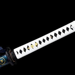 Jin Sakai katana replica with blue scabbard and display stand