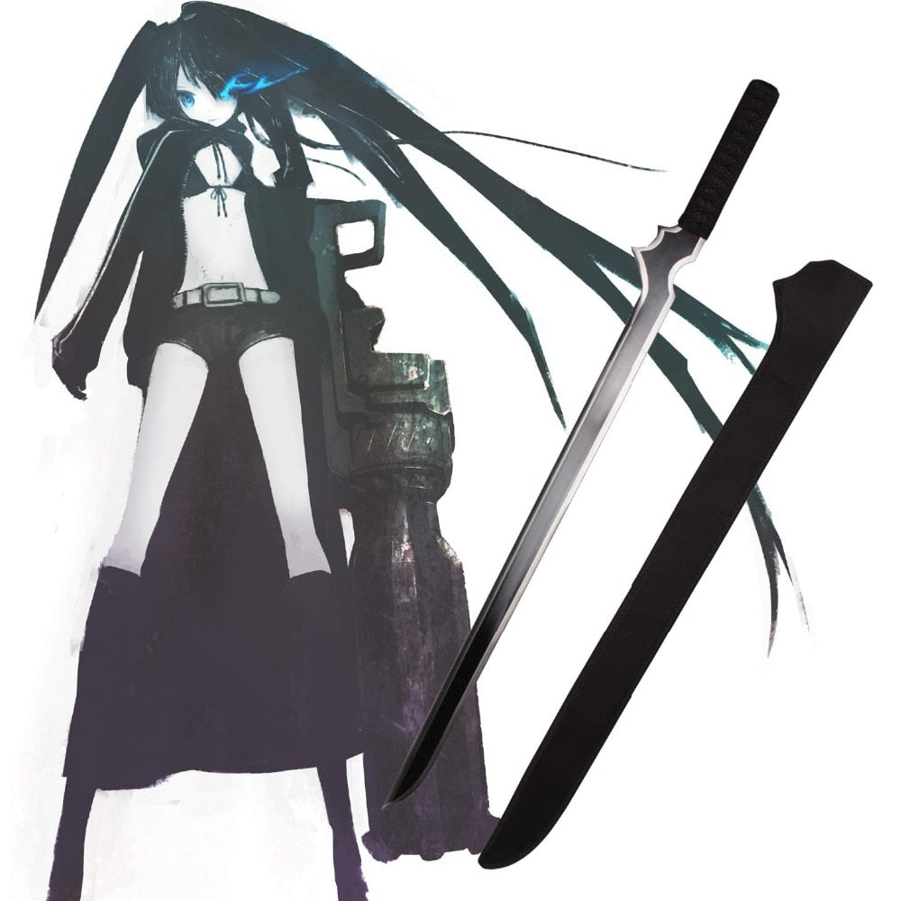 Black Rock Shooter metal cosplay sword with black blade and elegant hilt