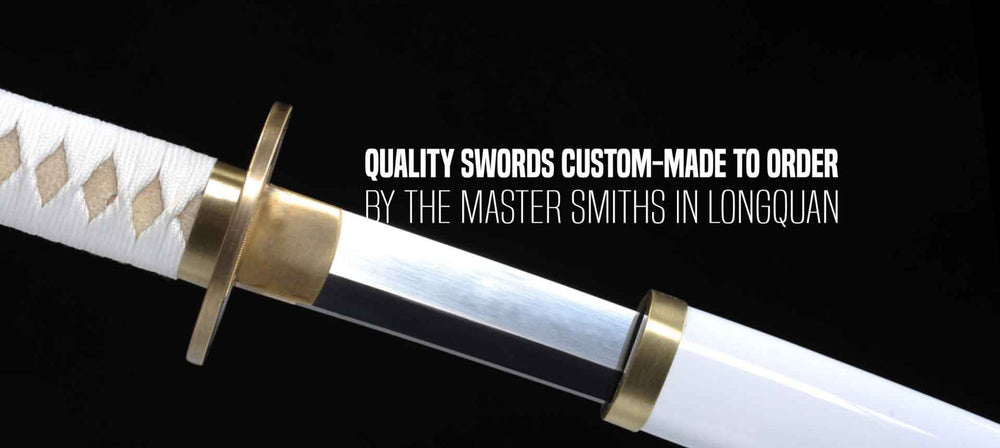 Kill Bill Bride Hattori Hanzo katana replica with black, white, and yellow details