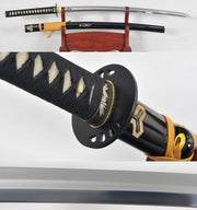 Kill Bill Bride Hattori Hanzo katana replica with black, white, and yellow details