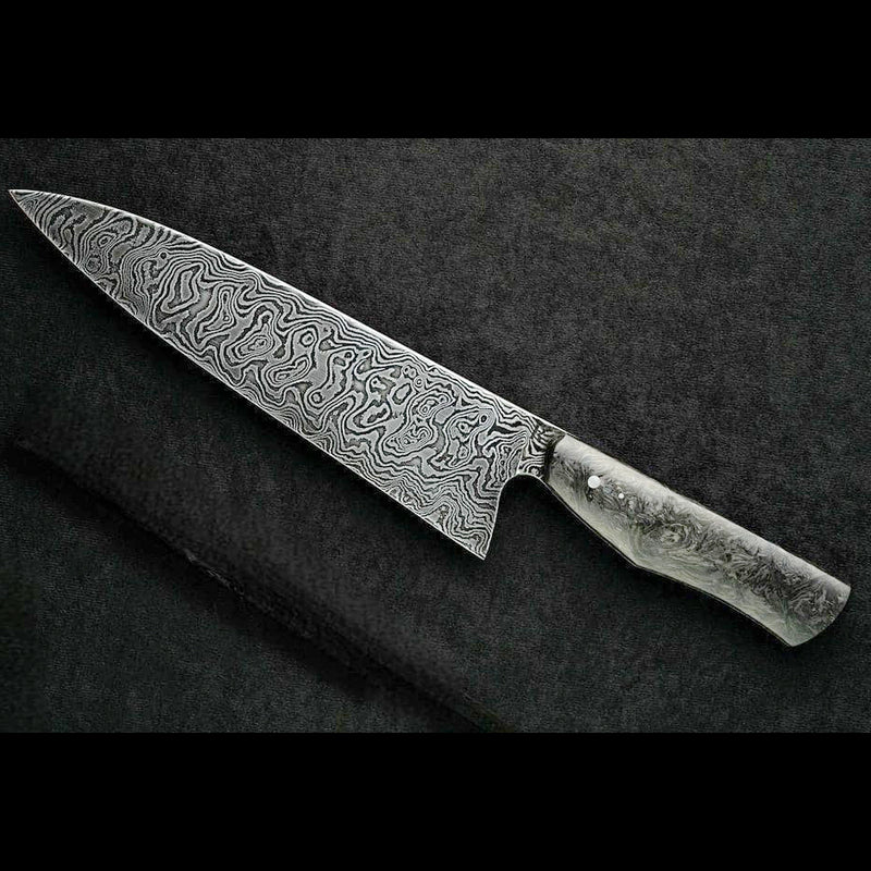 Handmade D2 liner lock pocket knife with Damascus drop point blade
