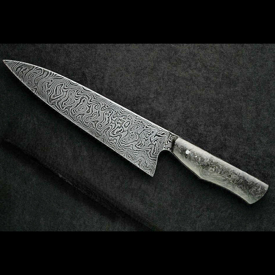 Handmade D2 liner lock pocket knife with Damascus drop point blade