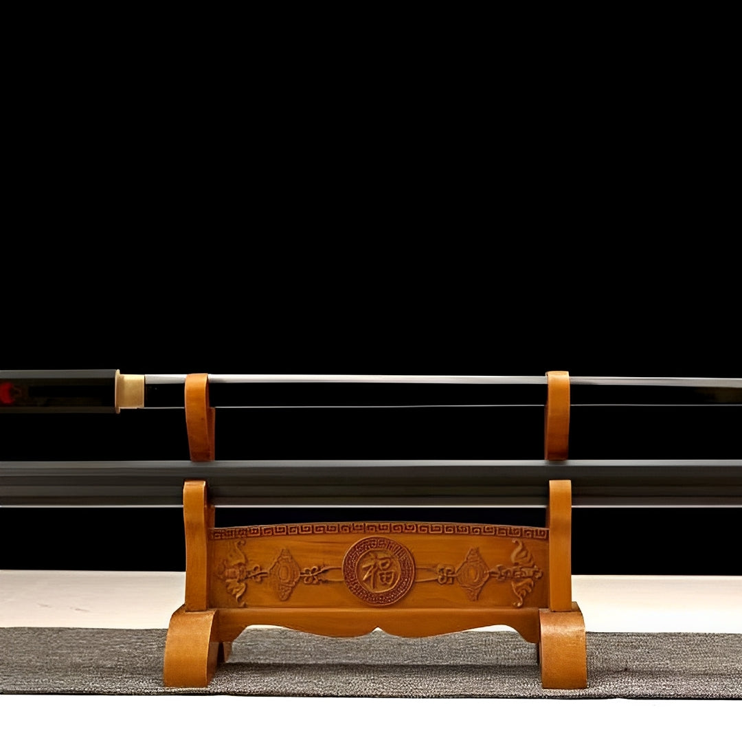 Naruto Sasuke katana replica with black scabbard and display stand
