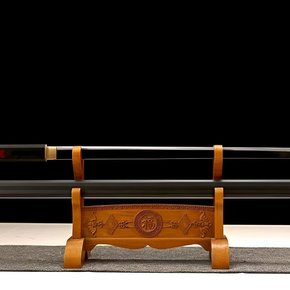 Naruto Sasuke katana replica with black scabbard and display stand
