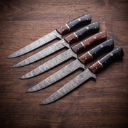 Titan Spear Damascus dagger knife with rose wood handle and leather sheath
