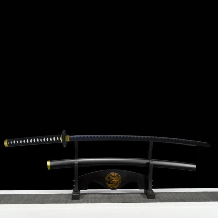 Black Clover Yami Sukehiro katana replica with dark hilt and black sheath