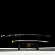 Black Clover Yami Sukehiro katana replica with dark hilt and black sheath