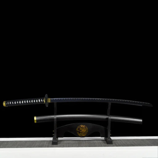 Black Clover Yami Sukehiro katana replica with dark hilt and black sheath
